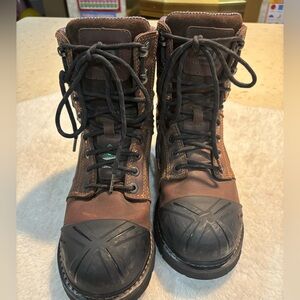 Men's Brown Leather Boots Work Pro Steel toe working boots.